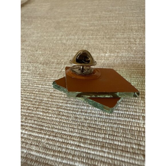 Vintage Geometric Brooch Pin With Blue & Clear Acrylic Layered Design Tiny - Picture 11 of 14